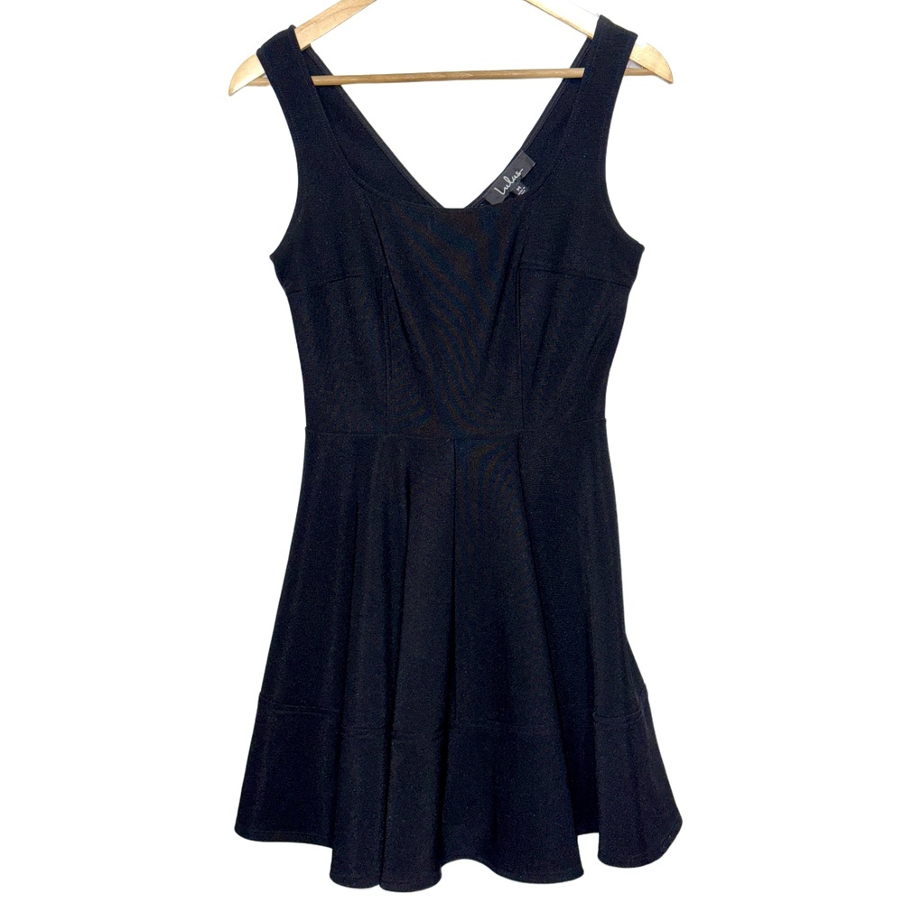 Lululs Black Sleeveless Zip Up V-Neck Fit and Flare Mini Dress Women Size Medium